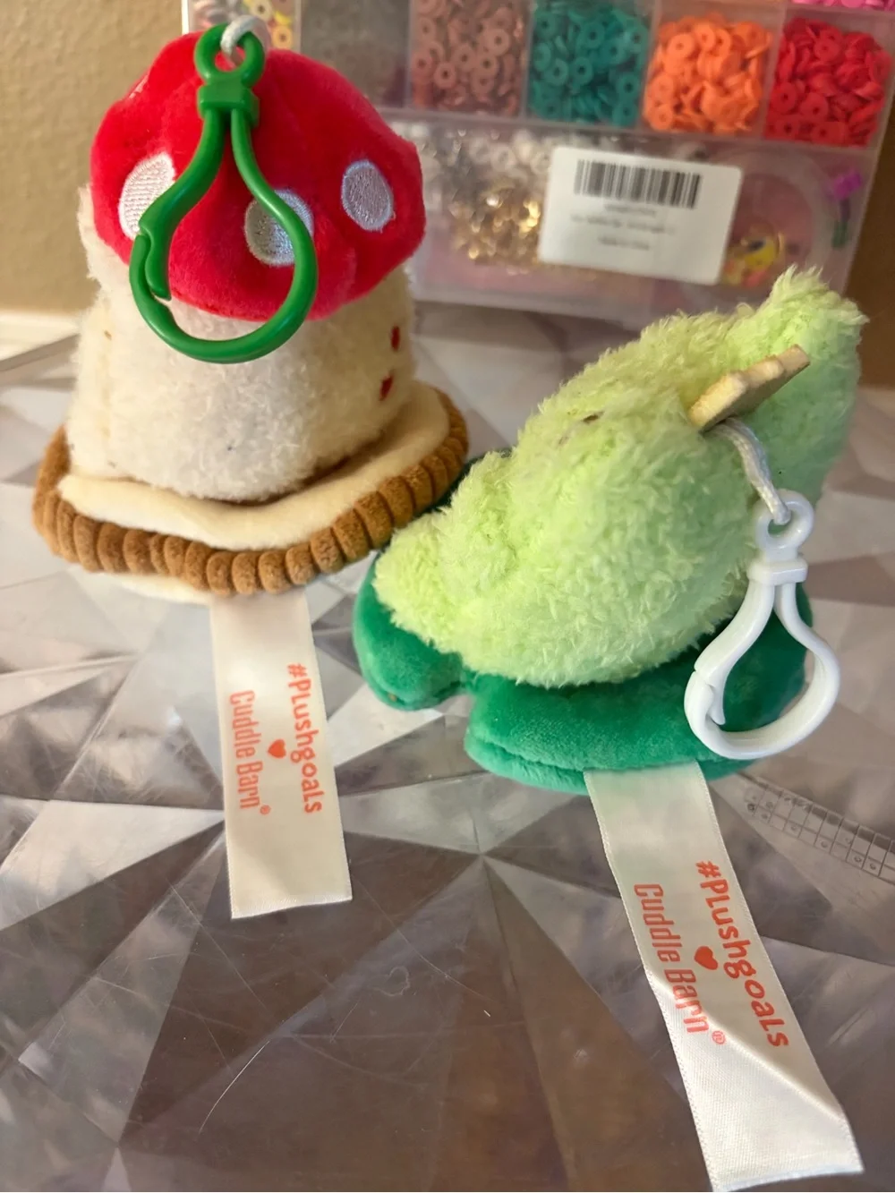 Plushgoals Wawa Toadstool and Prince Frog Plush and a New Jewerly Clay Bead Set